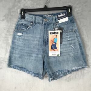 Rewash Jean Shorts 1 25 Cut off Distressed Wedge Super‎ High Rise Mom Frayed Raw